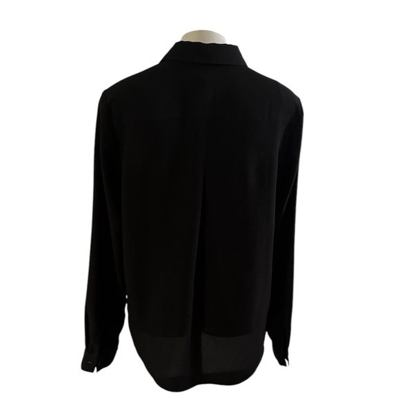 TROUVE Silky Button Down Long Sleeve blouse Size S In Black Style HL299932MI - Picture 4 of 13